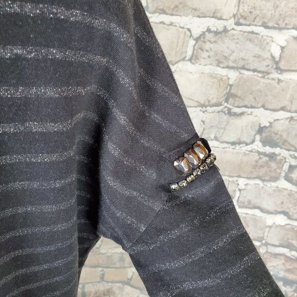 Guess Sweatshirt Embellished Black Silver  Sz Small - Picture 8 of 14